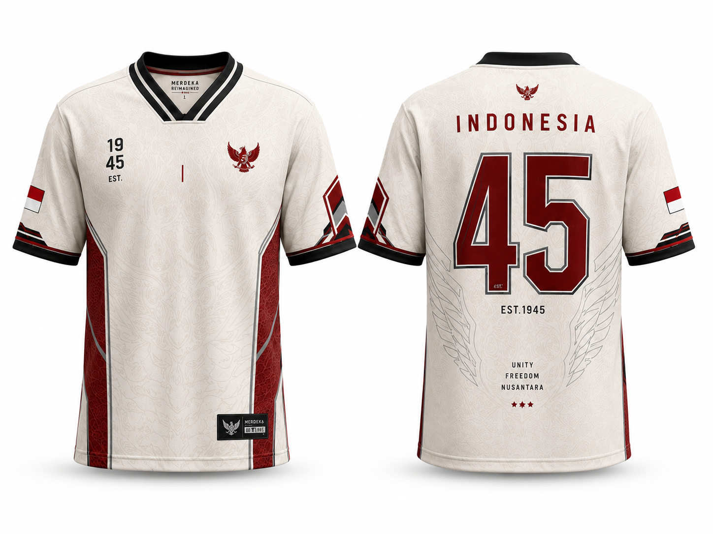 Heritage 45, jersey Agustusan tampak depan dan belakang