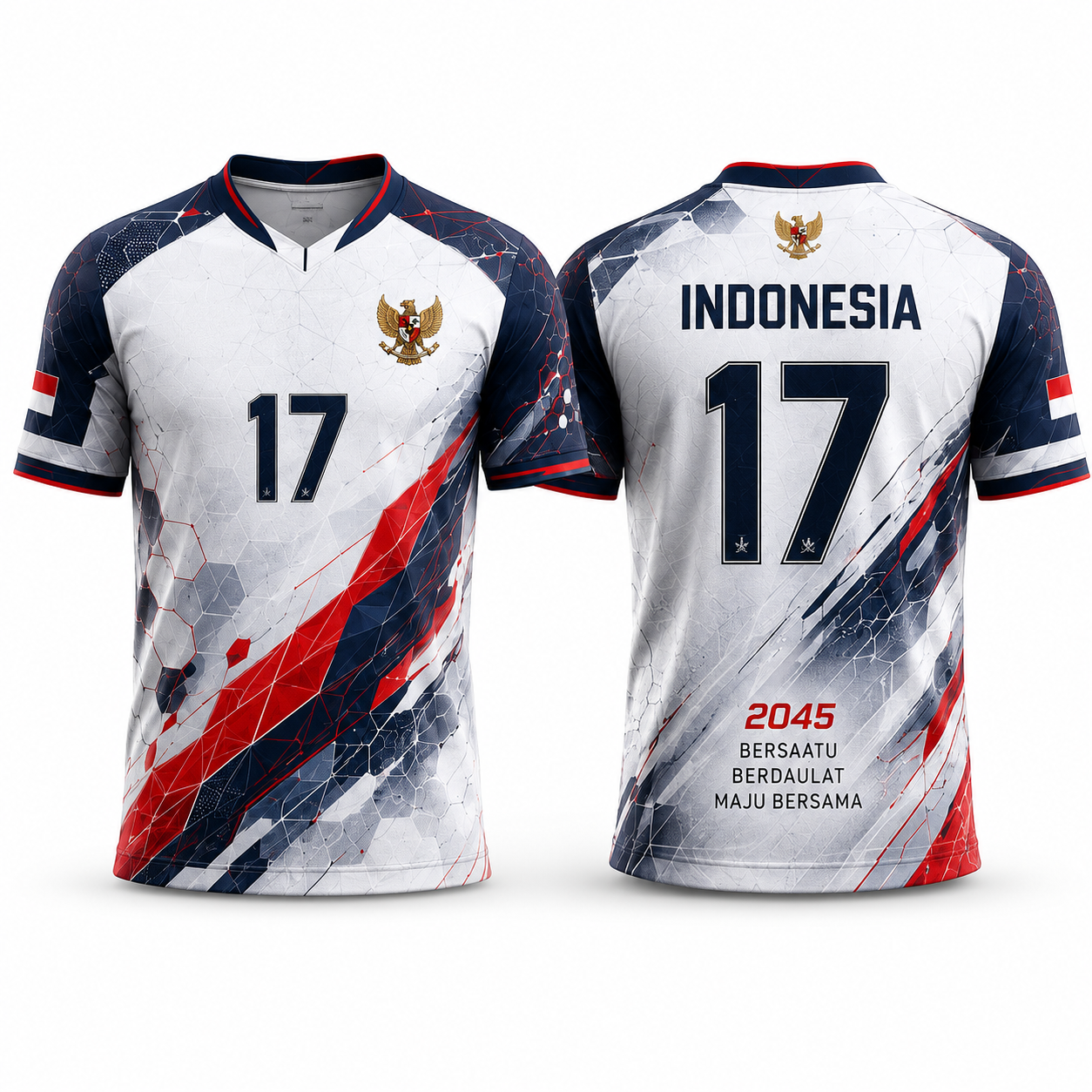 Unity 2045, jersey Agustusan tampak depan dan belakang