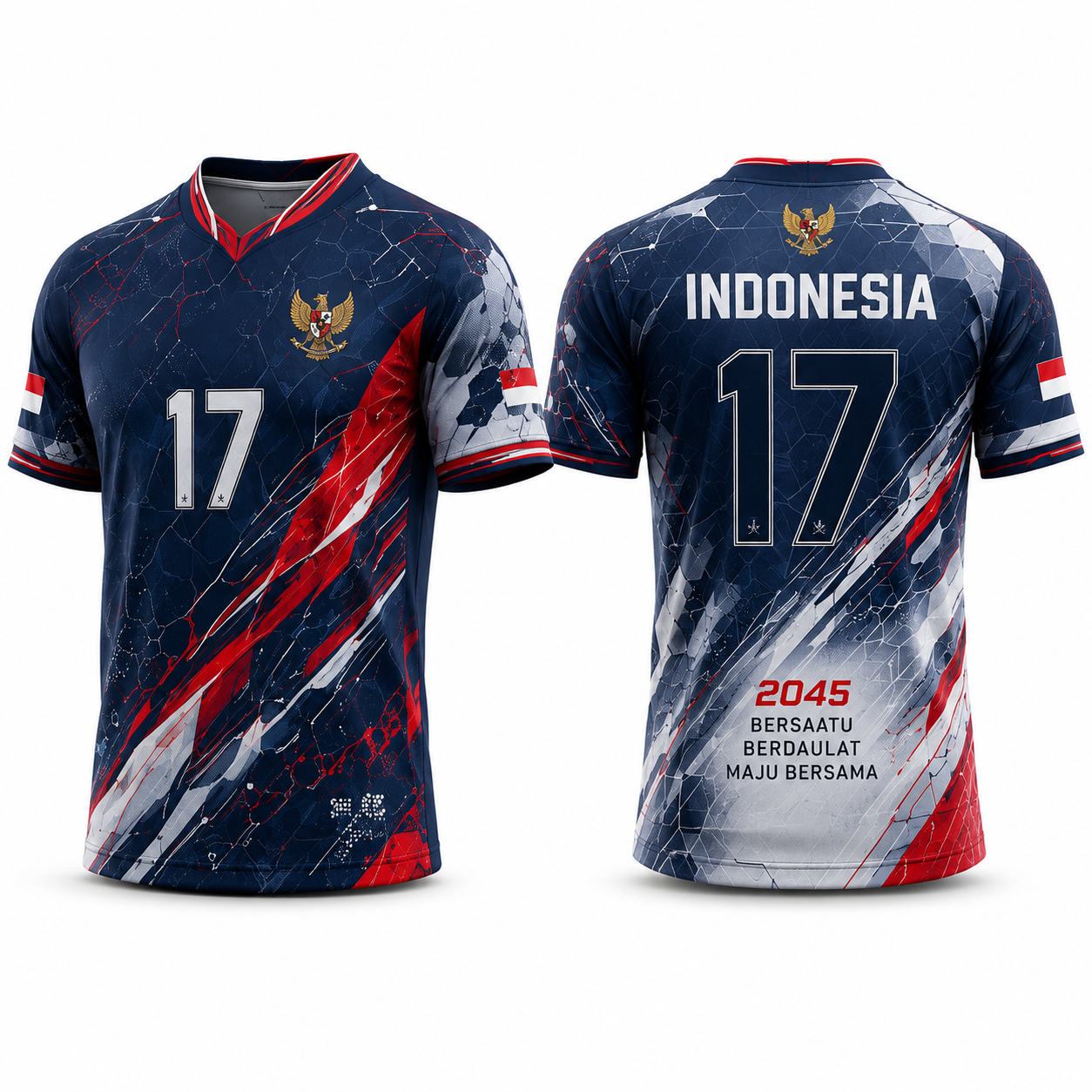 Unity Tech Navy, jersey Agustusan tampak depan dan belakang