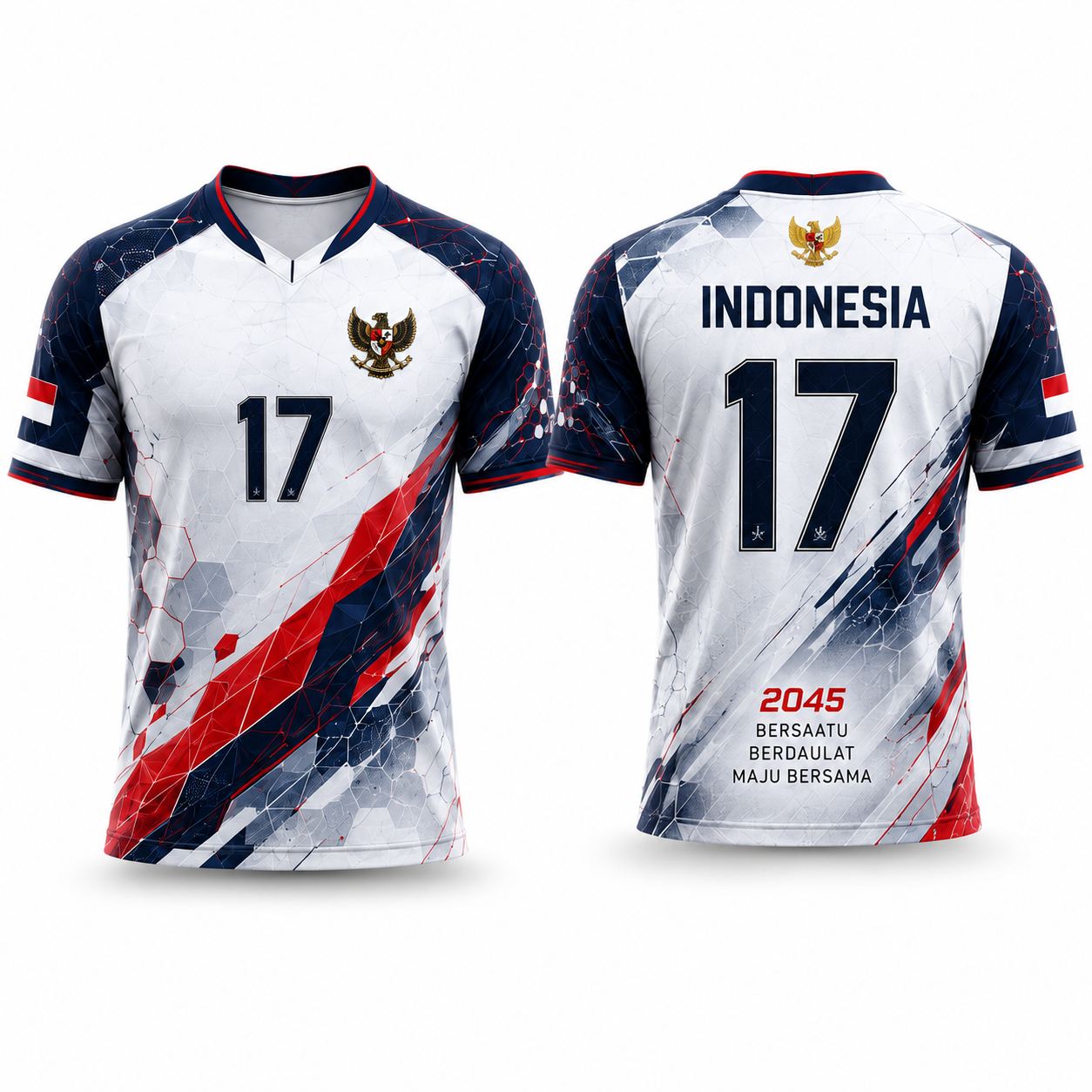 Unity Raglan, jersey Agustusan tampak depan dan belakang