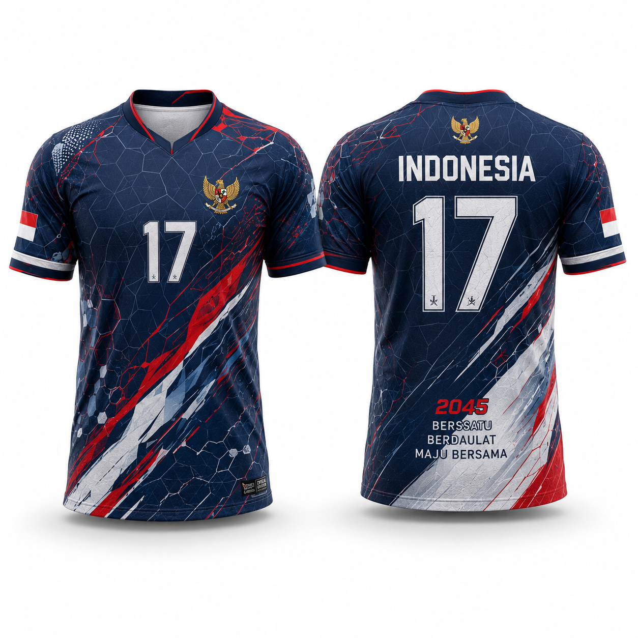 Garuda Navy, jersey Agustusan tampak depan dan belakang