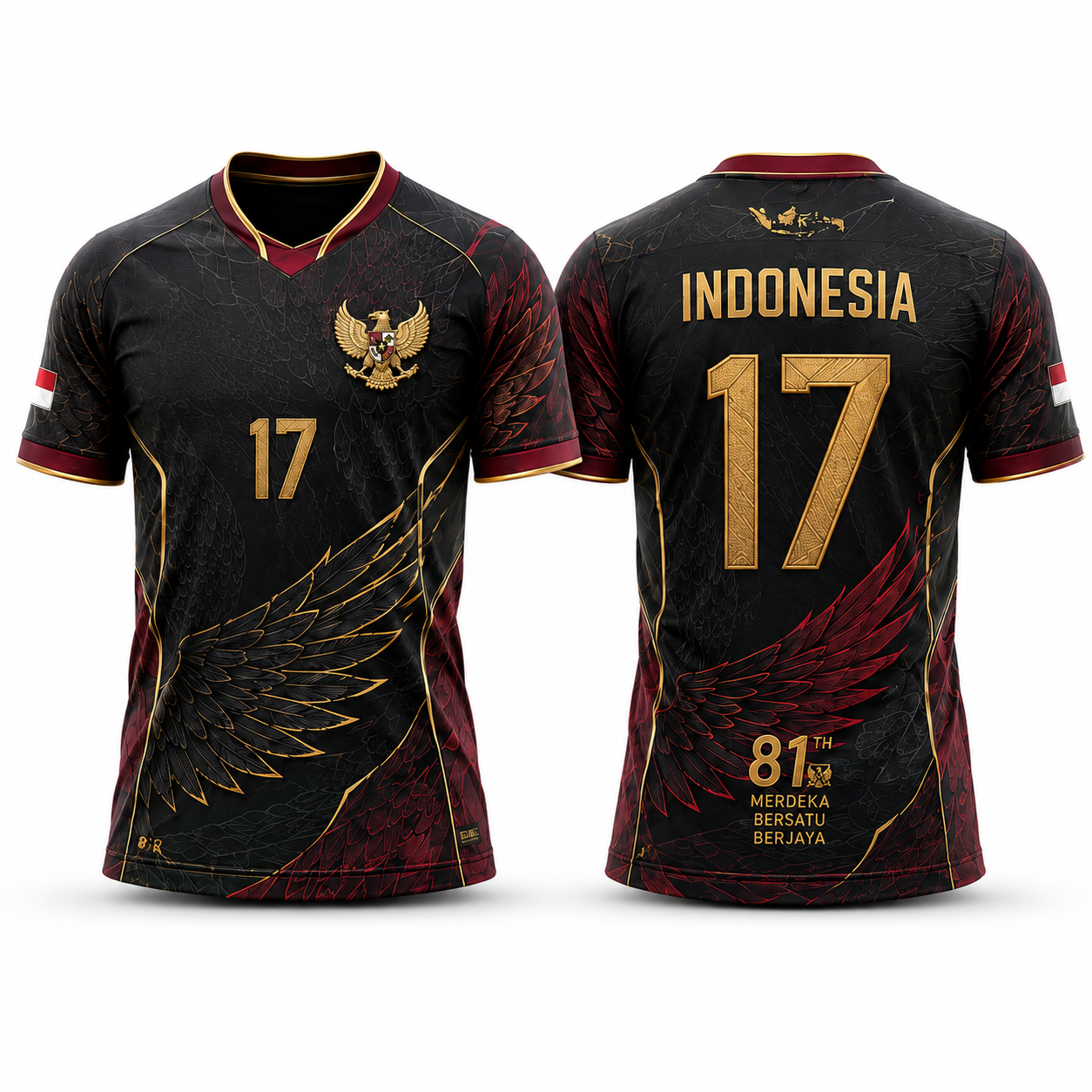 Garuda Black Gold, jersey Agustusan tampak depan dan belakang